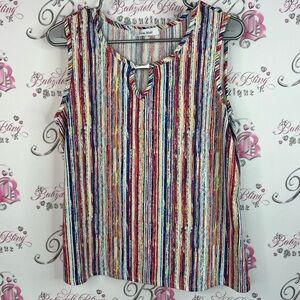 Erin Blair tank top multicolor rainbow Striped Sleeveless Top metal detail